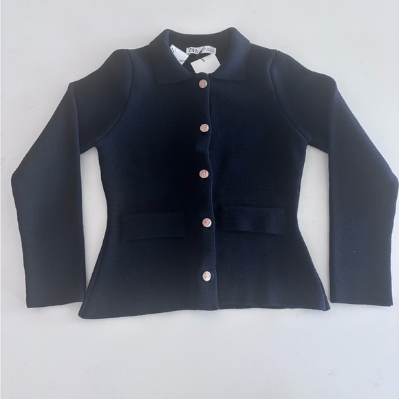 NWT Zara Black Cardigan with Gold Buttons - Picture 2 of 6